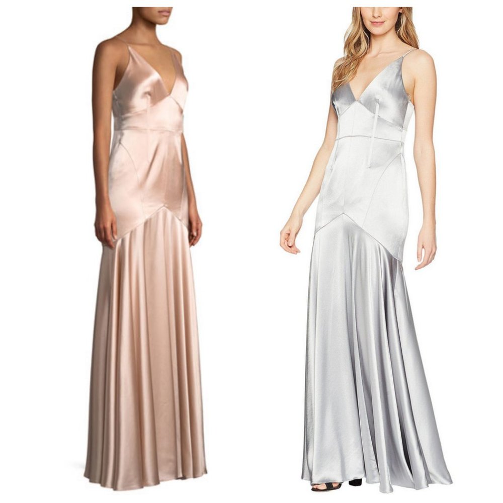 JILL STUART Satin V-Neck Sleeveless Corset Gown - Picture 2 of 14